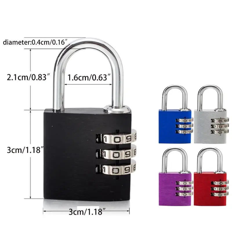 

LT303 Solid 3-Digit Combination Security Padlock Resettable Lock Aluminum Alloy Waterproof Keyless Lock Suitable Storage