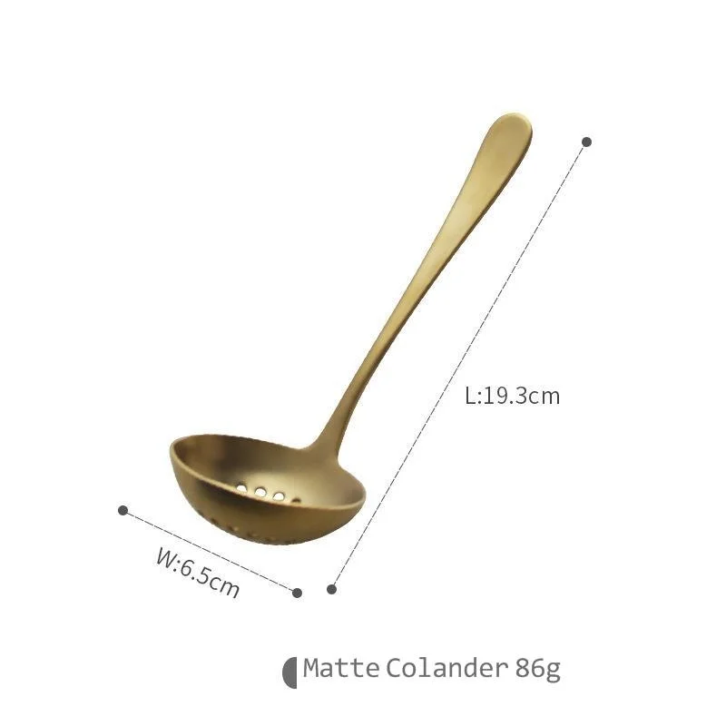 

Gold Metal Soup Ladle Colander Set Kitchen Cookware Long Handle Soup Spoon Dinner Kitchenware Serving Spoon Utensil Tools