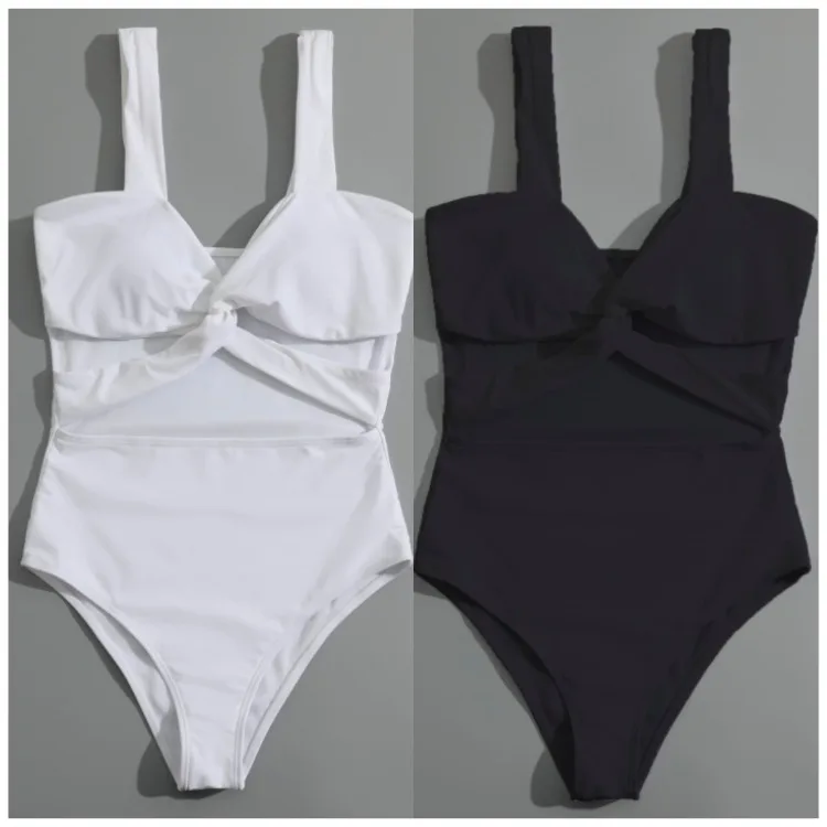 

2021 new solid color European and American bikini one-piece swimsuit
