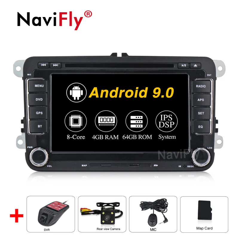 Восьмиядерный Android 9 0 4G RAM 64G ROM автомобильный мультимедийный плеер для POLO/PASSAT b6/golf
