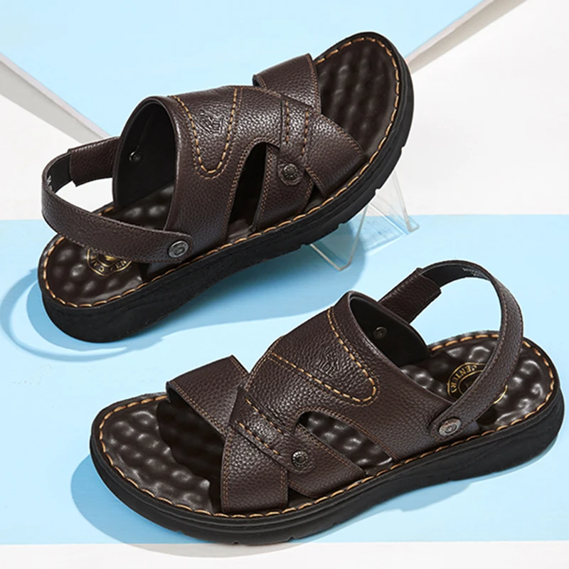 CAMEL модные летние мягкие дышащие уличные мужские сандалии кожаные походные