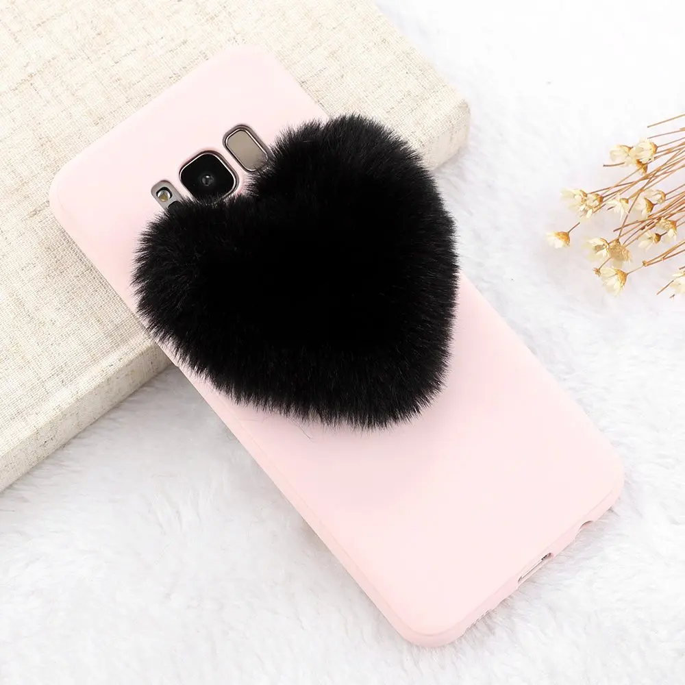 Black L-FADNUT Меховой чехол для samsung Galaxy S10 S10E S9 S8 Plus S7 Edge Роскошный милый плюшевый Силиконовый противоударный мягкий ТПУ защитный чехол - Цвет: Black