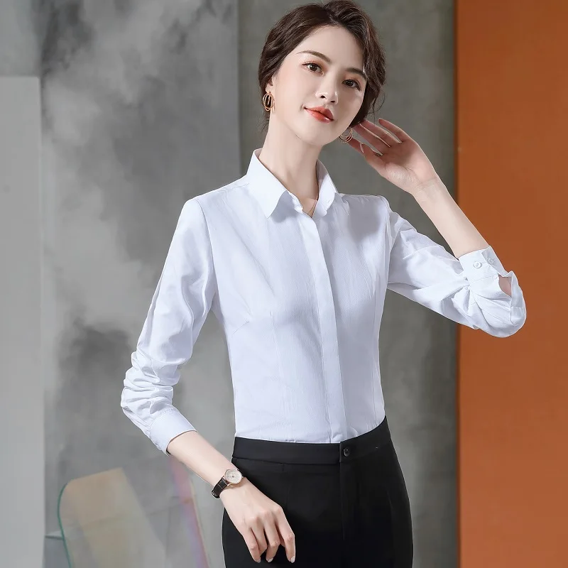 Women Shirt summer Long sleeve Solid color Office Lady Formal Work clothes Blouses & Shirts women 20632