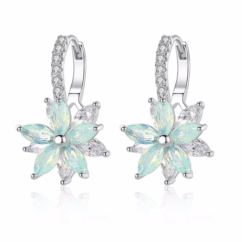 Женские серьги с голубыми цветами вечерние из стерлингового серебра 925 пробы