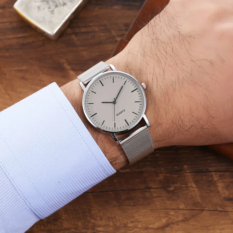 

Stainless steel alloy mesh belt body leisure creative quartz watch fashion simple scale retro couple quartz watch