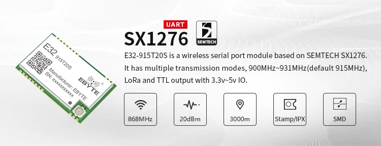 Беспроводной радиочастотный модуль SMD 915 МГц SX1276 SX1278 E32-915T20S LoRa дальний приемопередатчик 915 МГц IoT интерфейс IPEX
