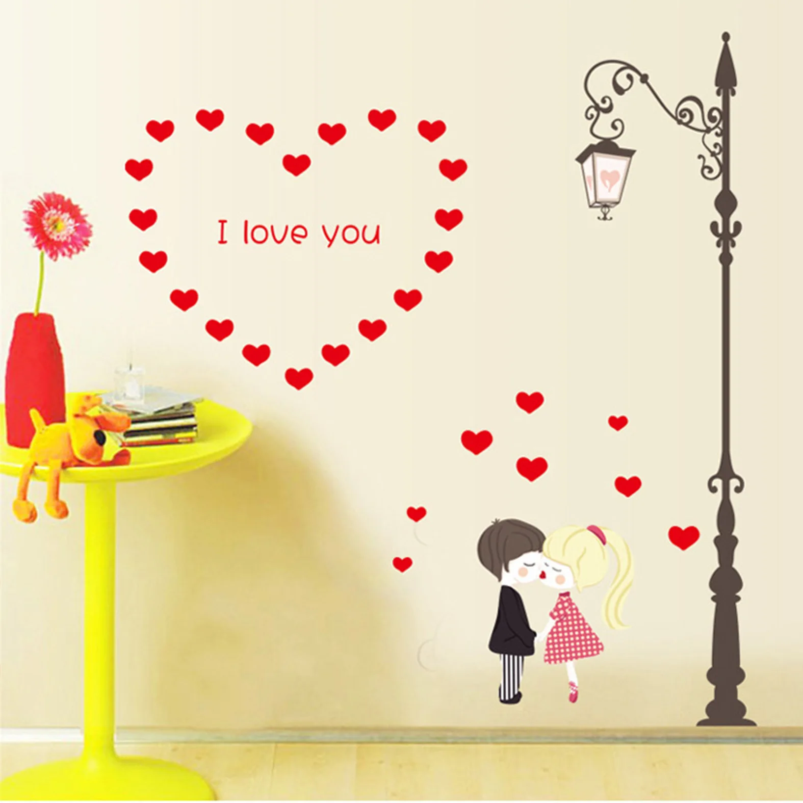 

Removable Romantic Lover Wall Stickers Happy Love Boy and Girl Quotes Sweet Wedding Room Decoration Home Decor Mural