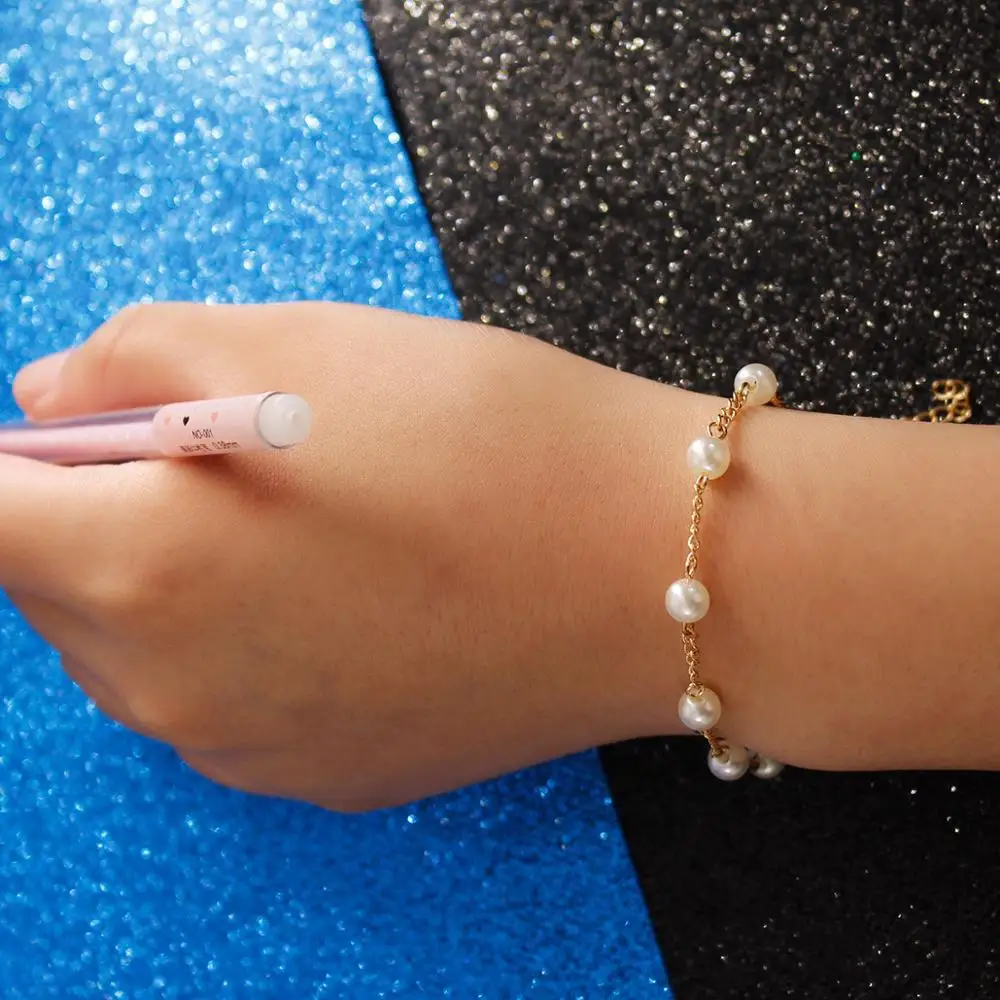 Очаровательные модные браслеты с имитацией жемчуга для женщин Золотая