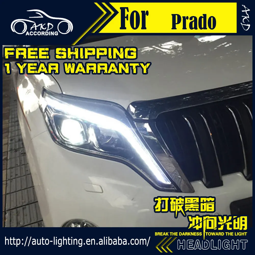 AKD автостайлинг фары для Toyota Prado динамический сигнал светодиодный ные DRL D2H Hid