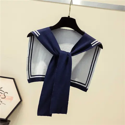 Женский шерстяной вязаный шарф в полоску, тёплая шаль в Корейском стиле для колледжа, летняя воздухопроницаемая накидка на плечо, T56