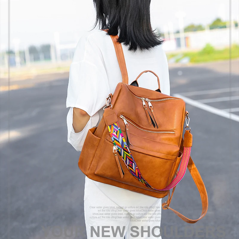 

Роскошный кожаный рюкзак для женщин, сумка на плечо, вместительные дорожные сумки