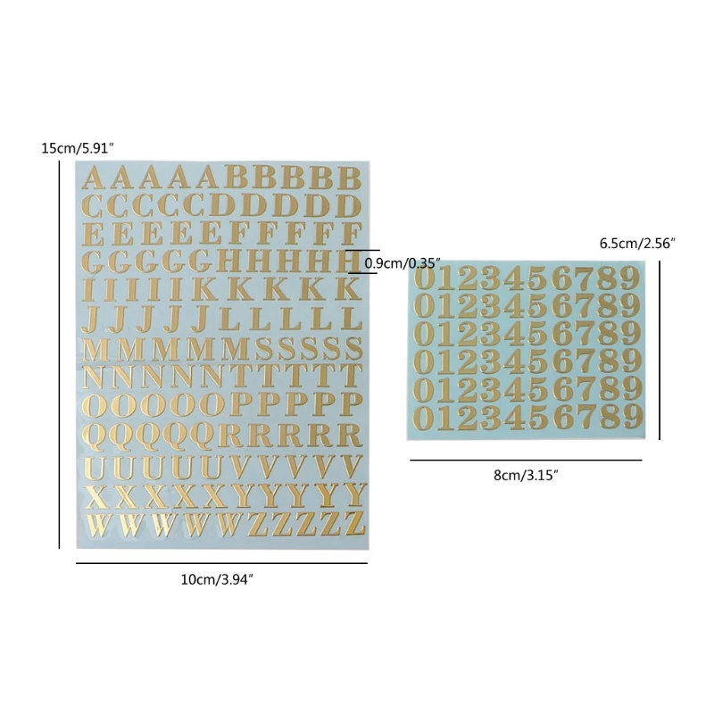 

2 Sheets Metal Letters Alphabet Stickers and Glitter Number Stickers Self Adhesive 26 Letters Stickers