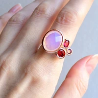 lovely oval pink zirconia ring silver plated jewellery beautiful sweet rings best gift for wife new accessories jewelry