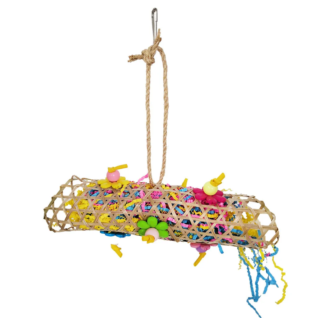 

Pet Bird Bites Parrot Climb Chew Toys Hanging Cockatiel Parakeet Swing Cage Bird Chew Toys With Bell Pet Bird Toys Gifts