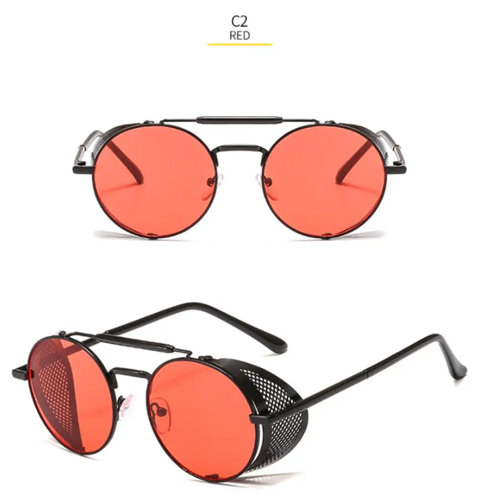 Ретро стимпанк дизайнерские солнцезащитные очки круглые для мужчин и женщин UV400
