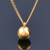 leeker glassy small metal ball pendant stainless steel necklace gold color chain women minimalist accessories 168 lk2
