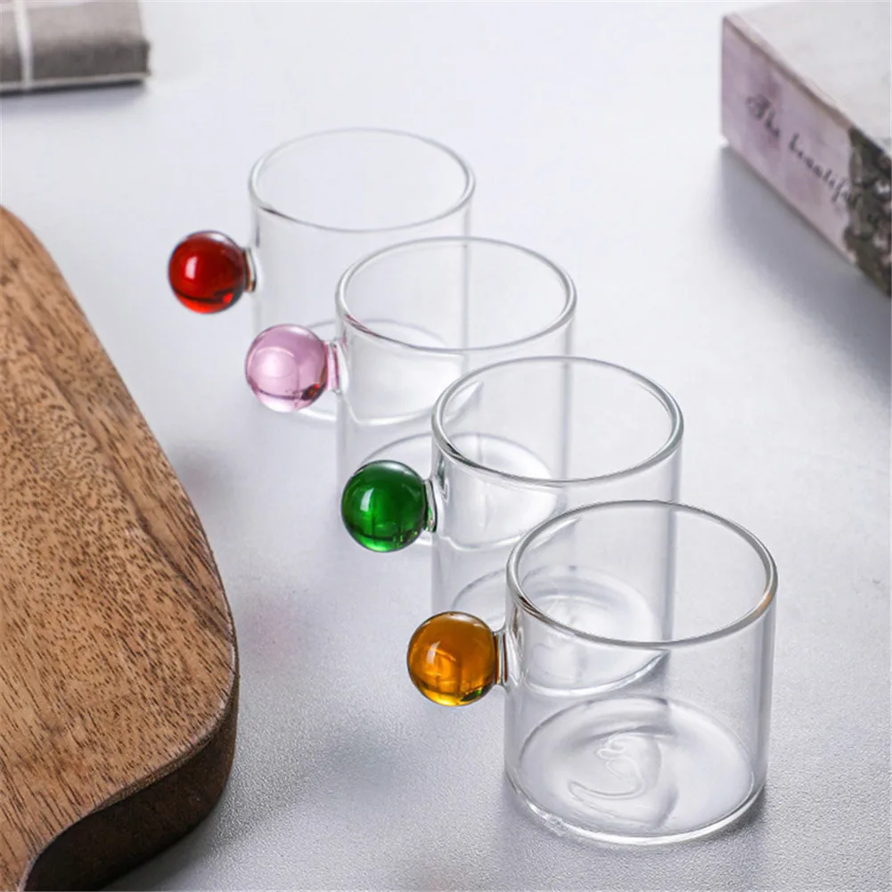 INS Style Coffee Cup with Glass Ball Handle Small Capacity Tea Water Saucer Espresso Steak Juice Bucket Home Drinkware | Дом и сад