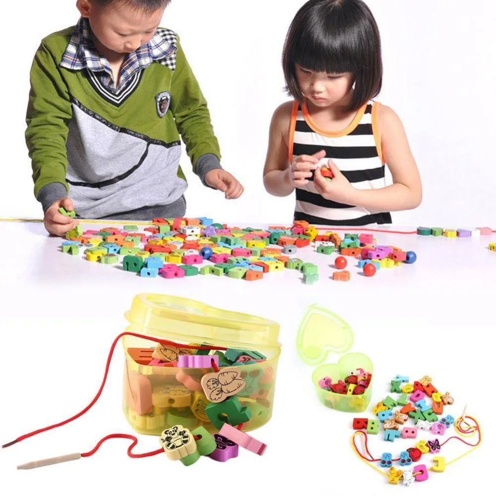 1 Набор интересные деревянные бусины на шнуровке животные нанизывающие игровые