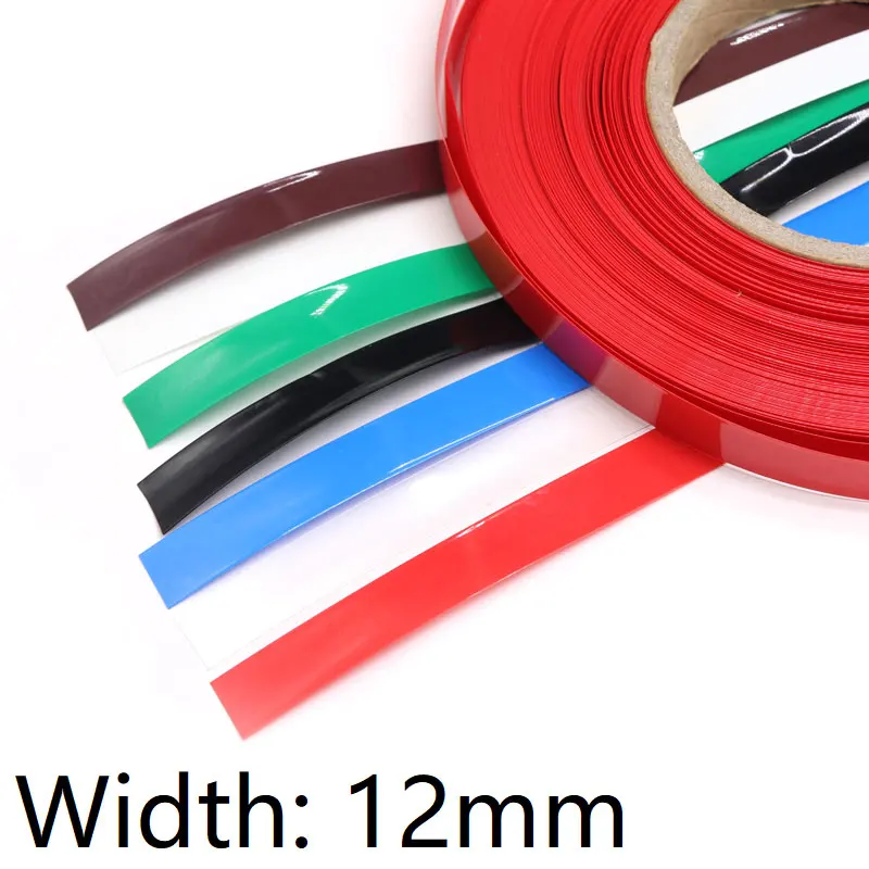 

5M Width 12mm PVC Heat Shrink Tube Dia 7mm Lithium Battery Insulated Film Wrap Protection Case Pack Wire Cable Sleeve Colorful