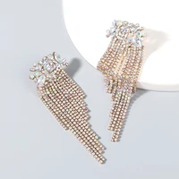 fashion statement tassel drop earrings for women exquisite rhinestone wedding party ladies dangle earrings jewelry gifts ht133