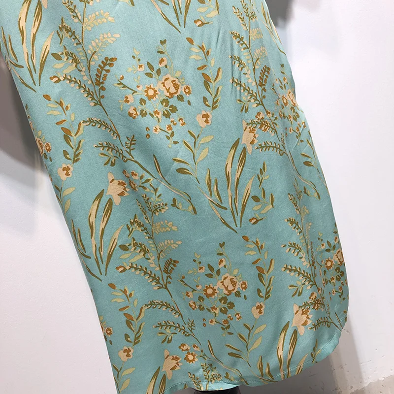 

Beach Sunshade Long Print Cardigan Summer 2020 Retro Color Matching Sunscreen Women Jacket Fashion V457