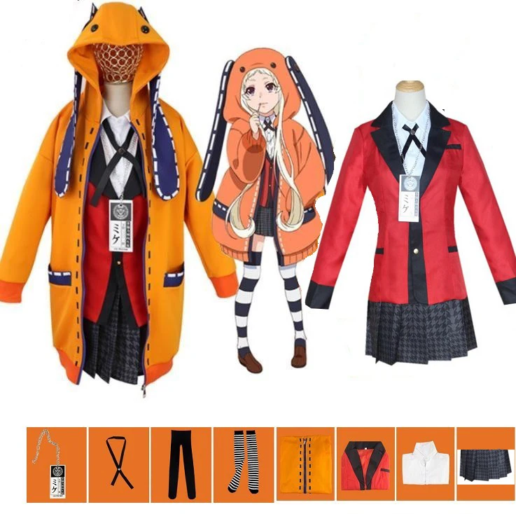 

Kakegurui Kirari Jabam Compulsive Gambler Rune Runa Yomozuki Cosplay Costume Anime Hoodie Coat Jabami Yumeko Cosplay Costume