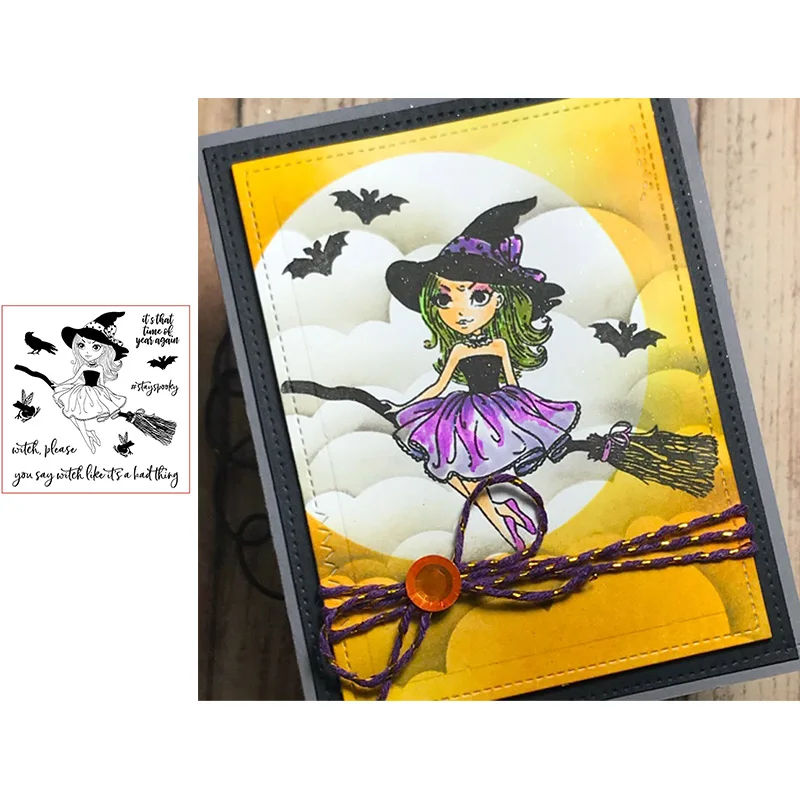 Прозрачные штампы для девочек на Хэллоуин скрапбукинга изготовления открыток