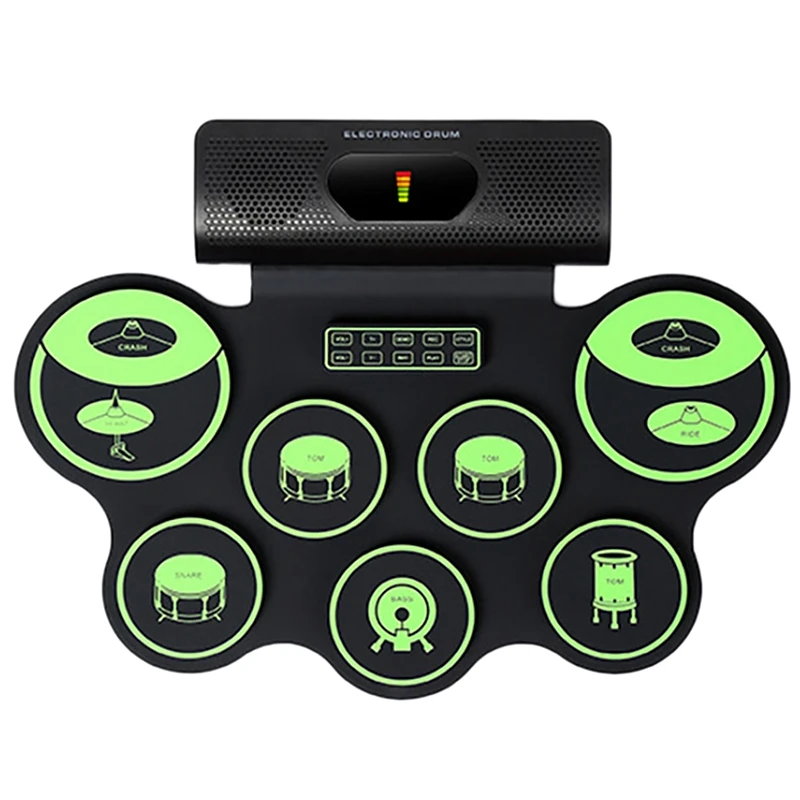 

Portable Electronic Drum Set Digital Roll-Up Contact Sensitive Practice Drum Kit 7 Drum Pads for Kids Children Beginners