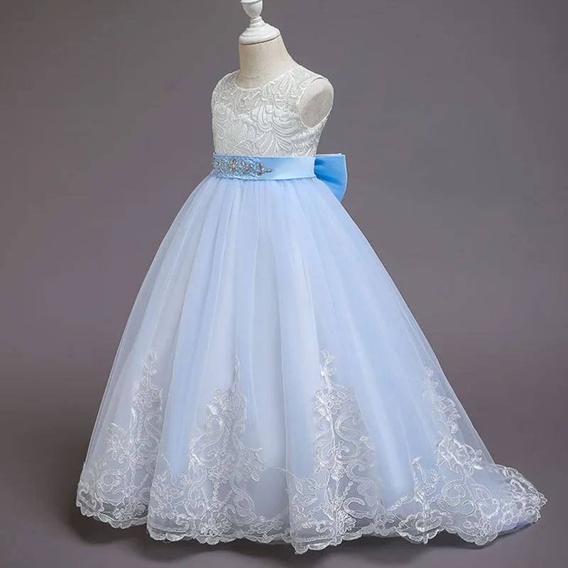 Платья принцессы с вышивкой и цветочным принтом для девочек-подростков Детские