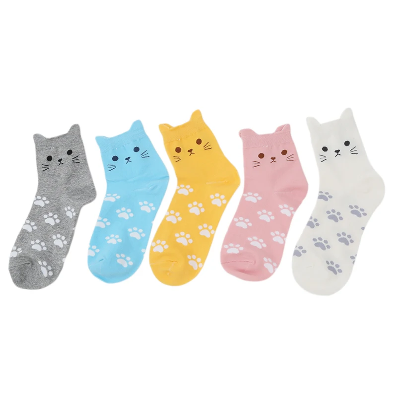 

Cute Harajuku Print Cat Funny Socks For Wome Korean Animal Low Cut Ankle Sock Candy Color Socks Sokken Sport Yoga Socks