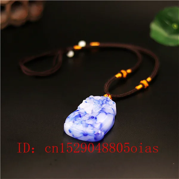 Натуральный белый голубой Нефритовый камень сосновая ваза кулон ожерелье