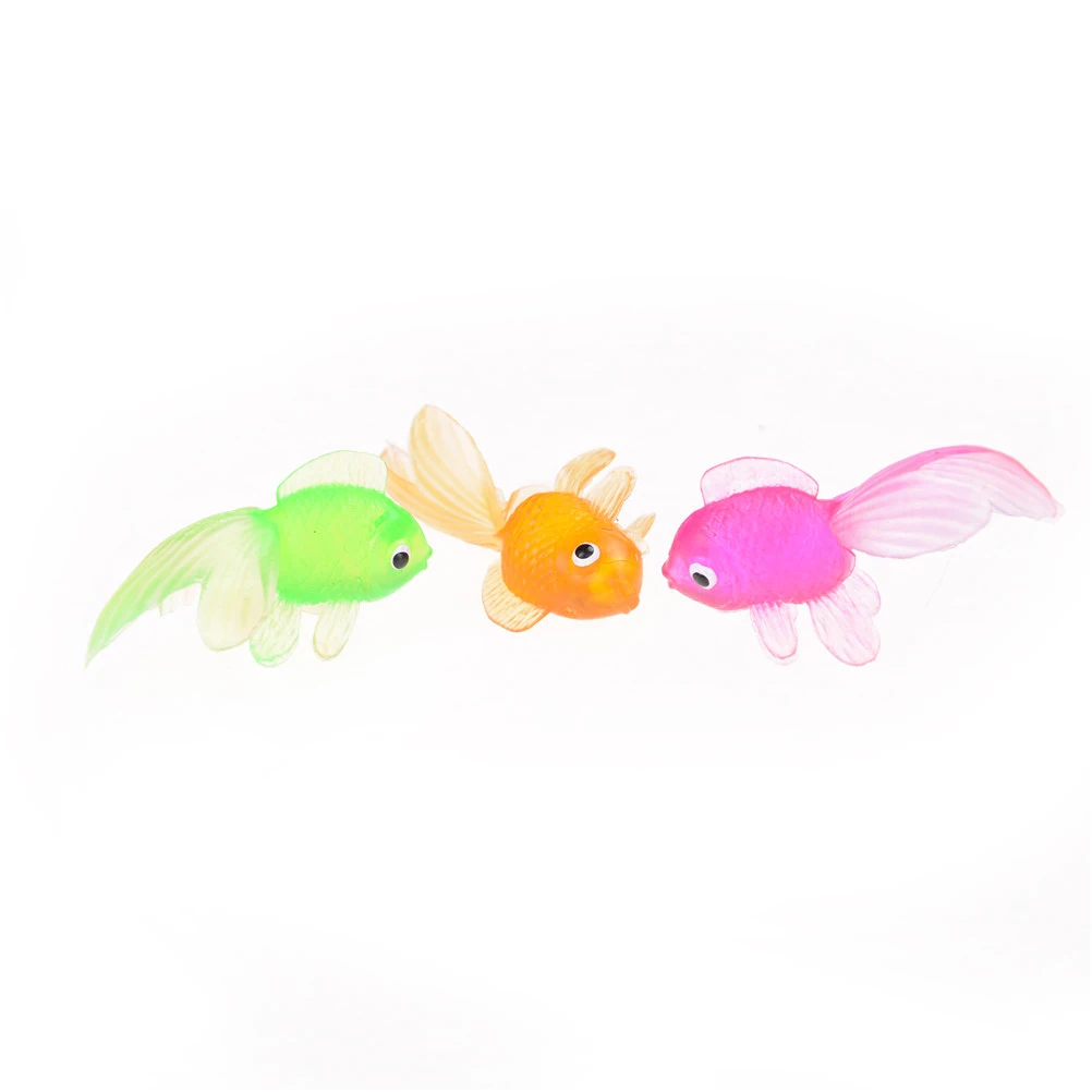 Pez Dorado de goma suave para ni&ntilde;os, juguete de simulaci&oacute;n de pl&aacute;stico, peque&ntilde;o pez de colores aleatorios, 4cm, 3/20 unidades por lote-1