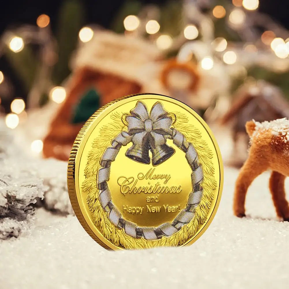 Коллекционная позолоченная сувенирная монета с рождественскими желаниями