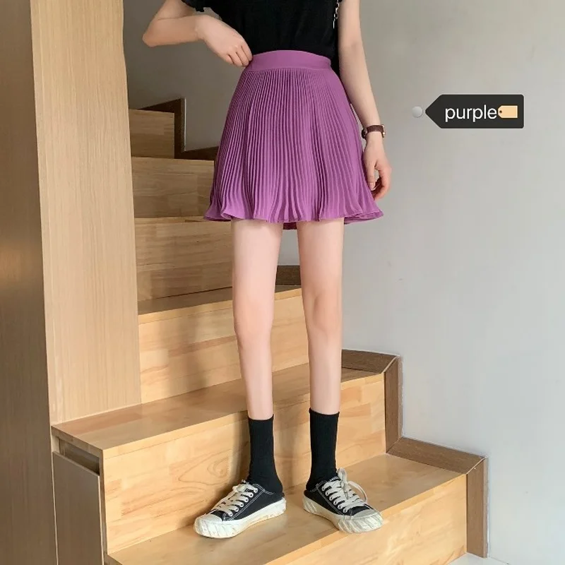 

Pleated Skirt Short Woman Elastic Waist Mini Skirts Sexy Mircro Summer Mini Tennis Skirt New