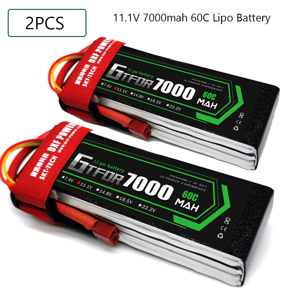 

GTFDR Lipo battery 11.1V 7000MAH 60C-120C AKKU 3S LiPo Battery Deans For truck fpv drone Rc Helicopter Car Boat 1/8 off road car
