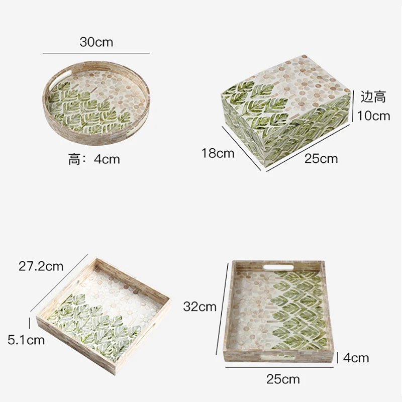 

SQUARE TRAY DECORATION EUROPEAN ART LUXURY WOODEN COLOR SHELL SKIN CARE PRODUCTS JEWELRY STORAGE TRAY COFFEE TABLE BATHROOM TRAY