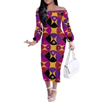 custom tribal tattoos african styles dresses women sexy off the shoulder party slim soft lady casual womens large dress