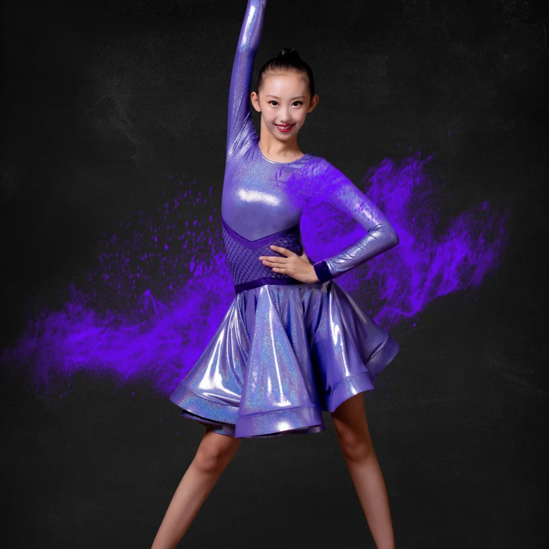 Платье для латиноамериканских танцев DQS3750 одежда с длинным рукавом соревнований