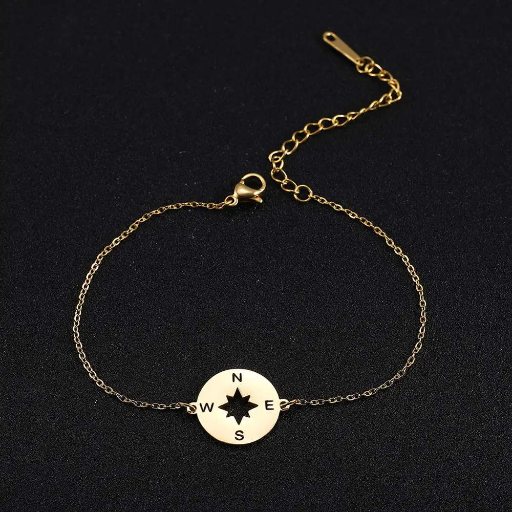 Skyrim компас женский браслет из нержавеющей стали золотистого цвета Круглый Шарм