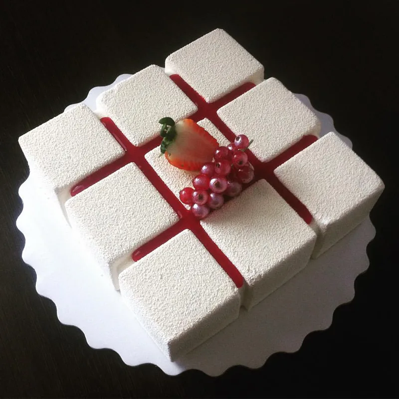 FILBAKE квадратным кубическим решетки в форме цвет красного вина торта силиконовые