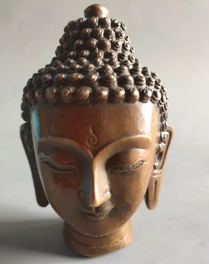 

Archaize brass Sakyamuni Buddha head desktop decoration small crafts statue