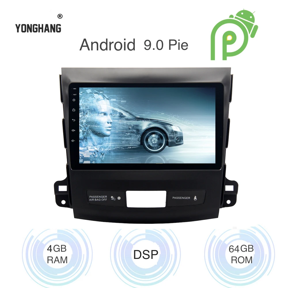 Android 9 0 2 Din gps для Mitsubishi Outlander 2007 2012 peugeot 4007 автомобильный радиоприемник PX6 DSP ips HDMI 4