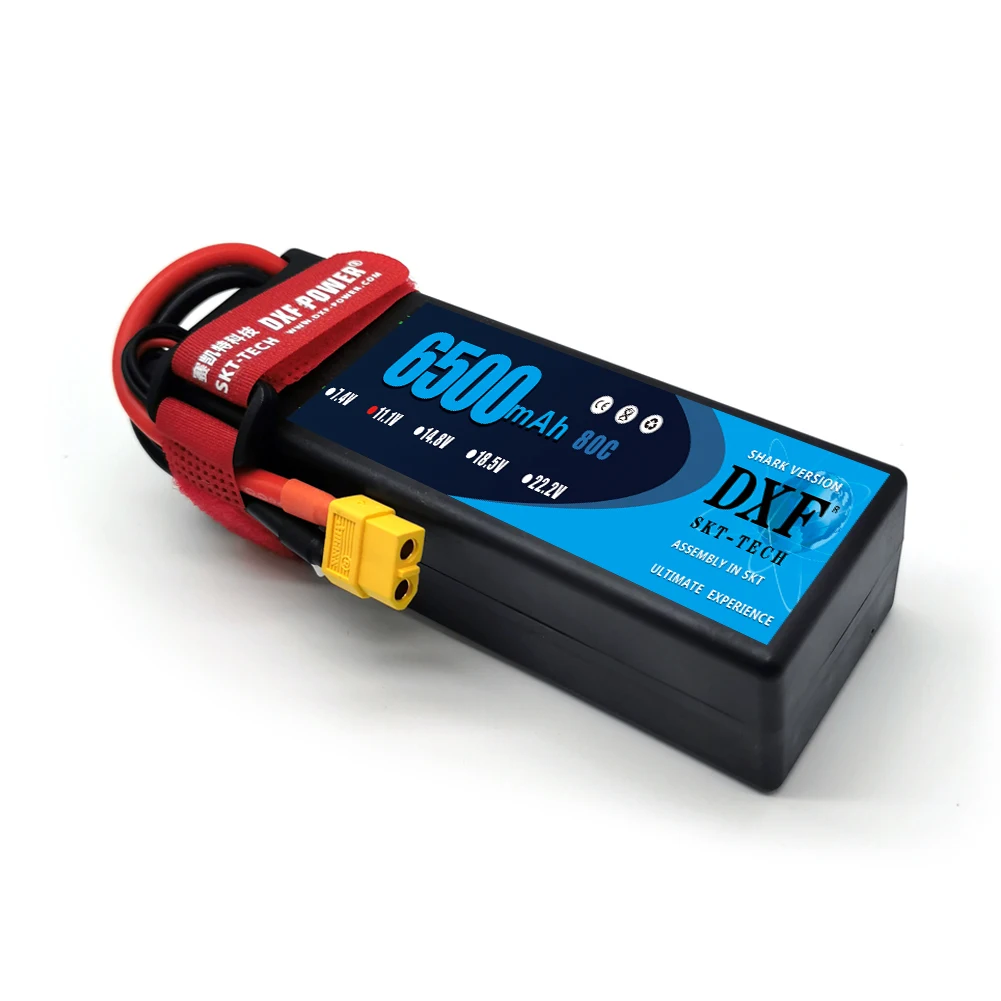 DXF Lipo 3S Battery 11.1V 6500mah 80C MAX 160C Lipo Battery for RC Hardcase  1/10 1/8 Scale For TRXXX Slash 4x4 RC Car enlarge