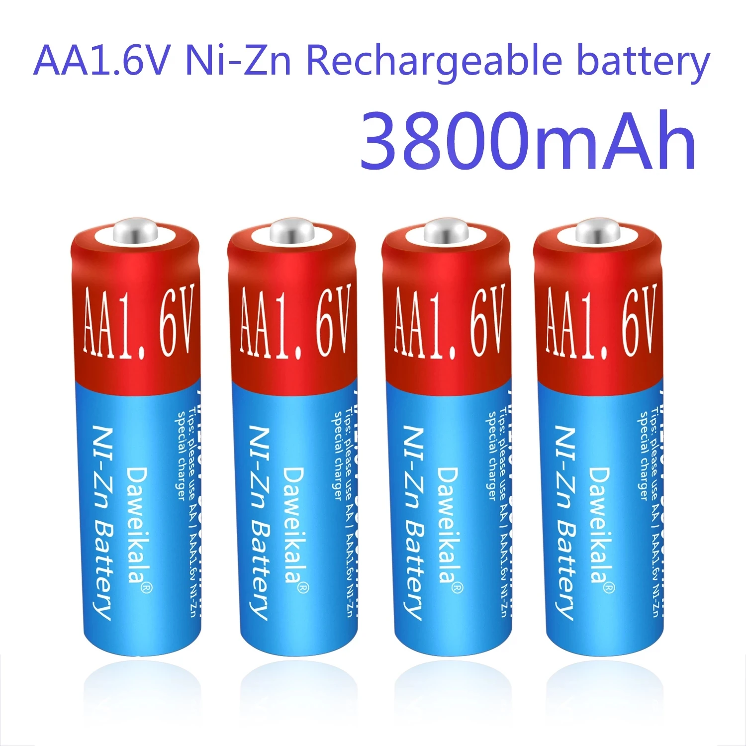 

AA Rechargeable Batteries NiZn 3800mAh Replace 1.5V/1.2V AA battery 1.6V Battery for toys MP3 Solar Lights Camera MP4 RC car