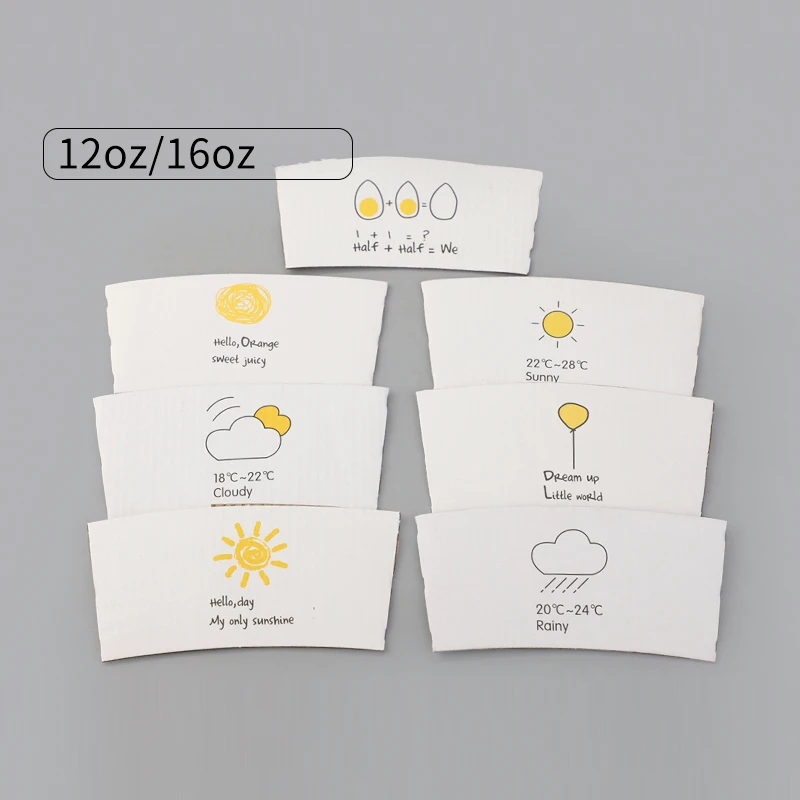 1000 шт одноразовые 12/16 унций чашки рукав прогноз погоды двухслойная крафт-бумага