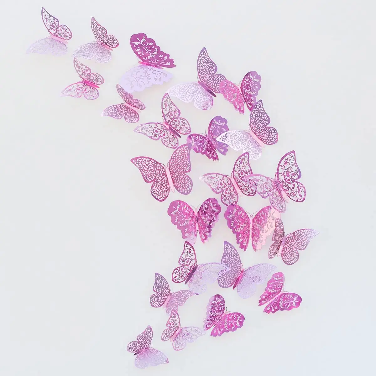 

36Pcs Pink Rose Gold 3D Hollow Paper Butterflies Wall Sticker Butterfly Sticker for Girls Room Wall Window Decals DIY Decoration