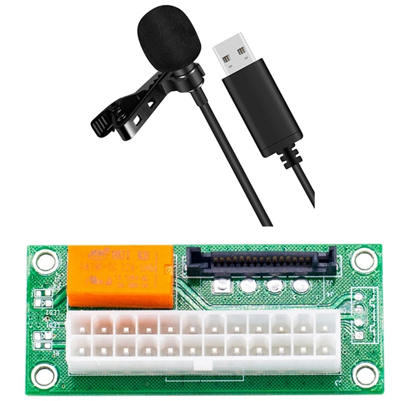 

1 Pcs Dual Power Supply Adapter Cable Card Extender & 1 Pcs Universal USB Lavalier Microphone