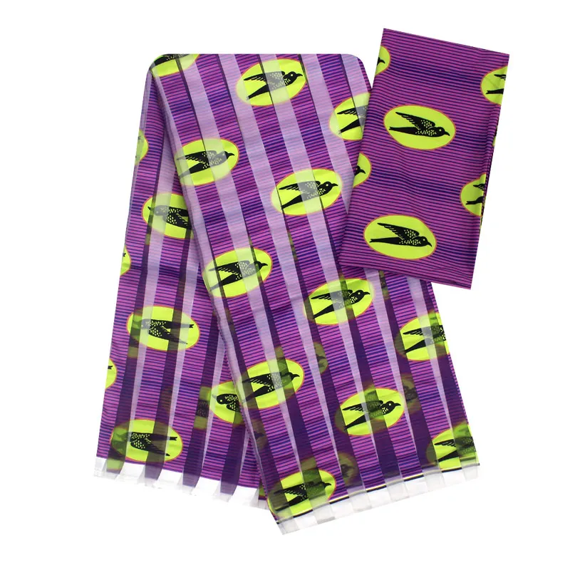 African wax ankara fabric hot selling silk organza fabric ribbon organza fabric for dress 4+2yards