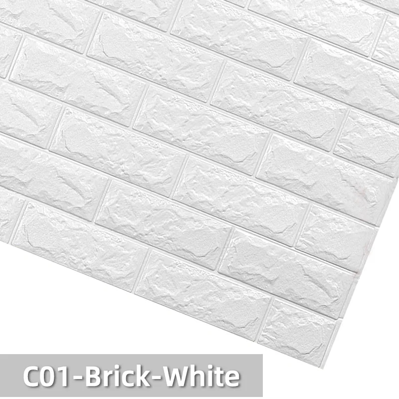 C01-Brick-White Kaguyahime DIY Wall Stickers Self-Adhesive Decor Wallpaper For Kids Room Kitchen Bedroom Waterproof Sticker 3D Wallpaper Brick - Цвет: C01-Brick-White