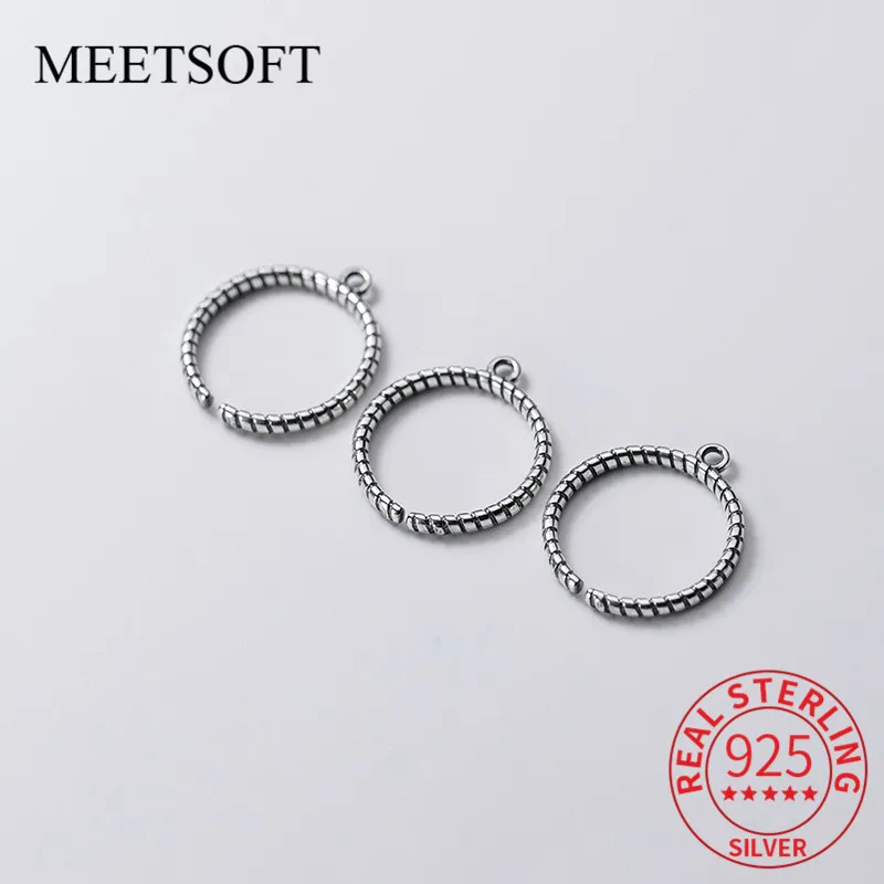 

Простое регулируемое кольцо MEETSOFT из тайского серебра 925 пробы, кольцо «сделай сам» 19 мм 9,5 #, фурнитура для изготовления ювелирных изделий